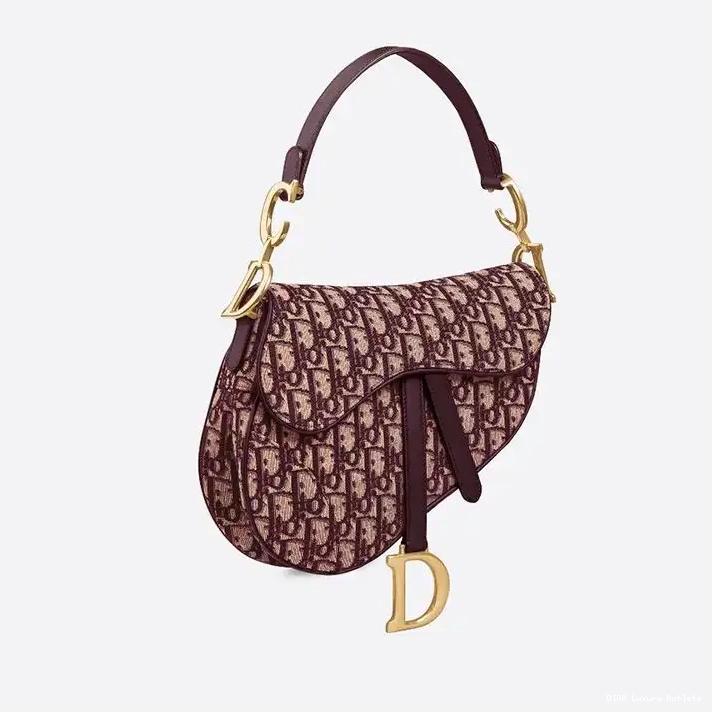 Cheap Dior Motif Oblique Canvas Burgundy Bag Saddle 0328 Luxury